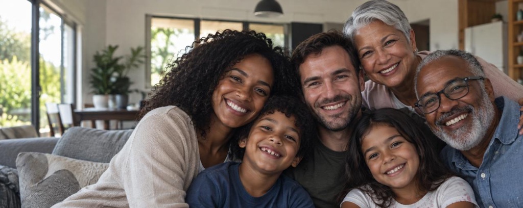 Família feliz sorrindo